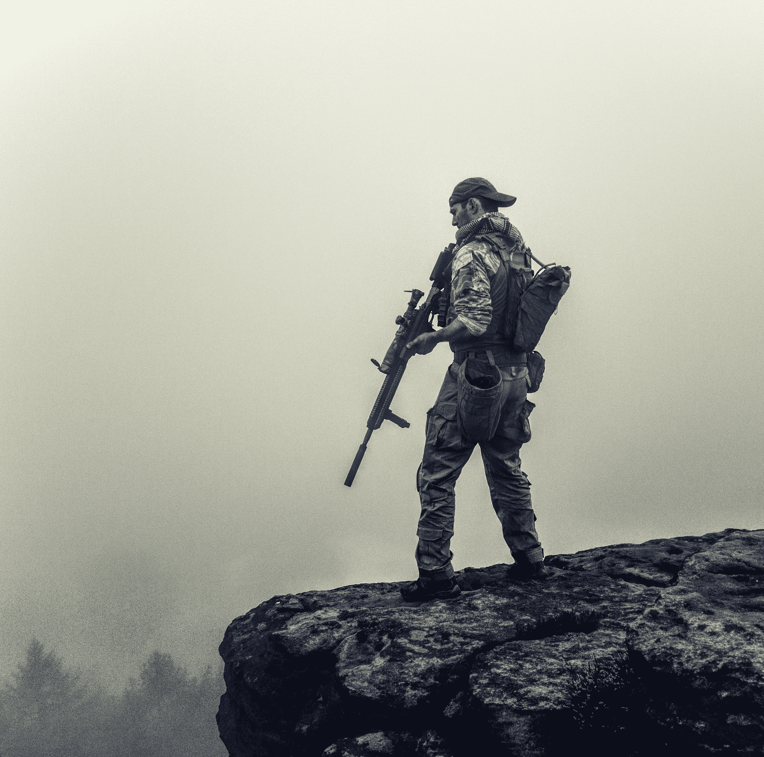 Military Guy On Cliff